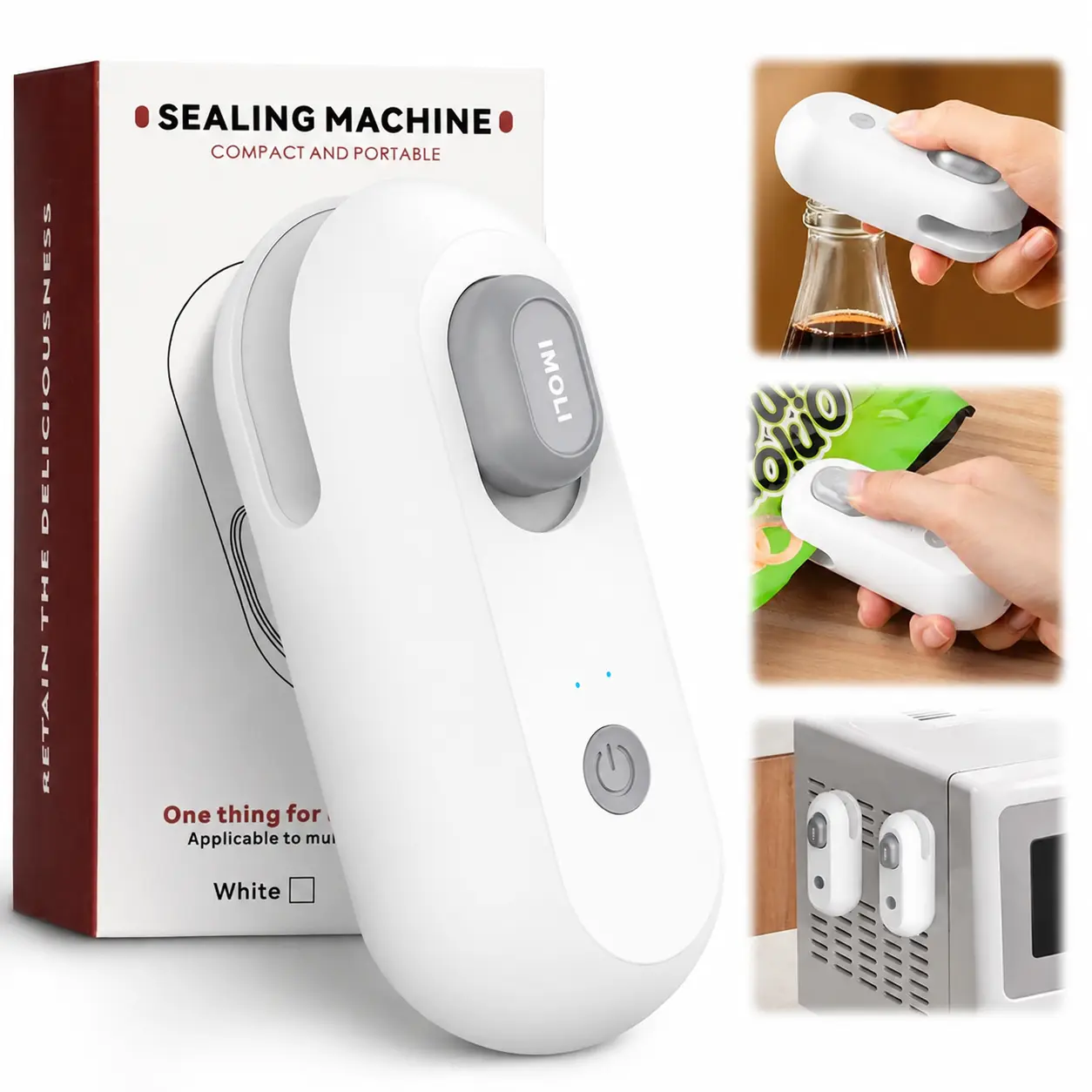 New 4 in 1 Mini Sealing Machine Snack Bag Portable Beer Bottle Opener Built-In Cutter USB Rechargeable Plastic Heat Sealer for Food Storage Magnetic Design Home Kitchen Pet Supplies Camping