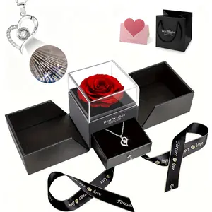 Heart Shaped Ruby Necklace with Heart Pattern - 100 Languages I Love You Laser Projection, Premium Gift Box, Romantic Sweet Gift for Wife Mom, Ideal for Mother's Day Christmas 2026 Souvenir, Symbol of Eternal Love