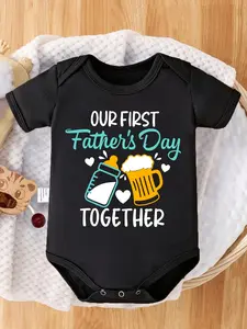 PUEMCO Baby Girls Graphic Bodysuit - "Our 1st Father's Day Together" Print, Soft Cotton Short-Sleeve Onesie, Cute Dad & Baby Matching Outfit for Newborns, Baby Girls Clothing, Newborn Girls Clothing