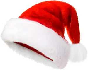 [USA Stock] -  Santa Hat, Santa Hats Adult, Christmas Holiday Hat for Unisex Adults, Red Classic Comfortable Thickened Liner Santa Claus Hats, Suitable for Christmas, New Year Festive Holiday Party