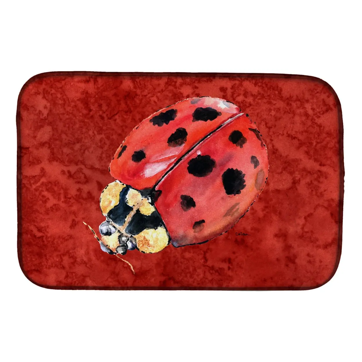 Carolines Treasures 8870DDM Lady Bug on Deep Red Dish Drying Mat