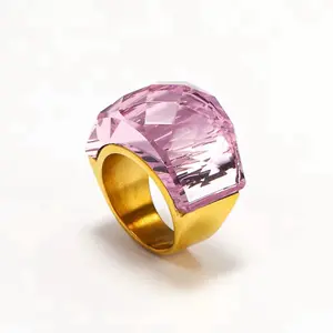 Anillo acero inoxidable  color rosa