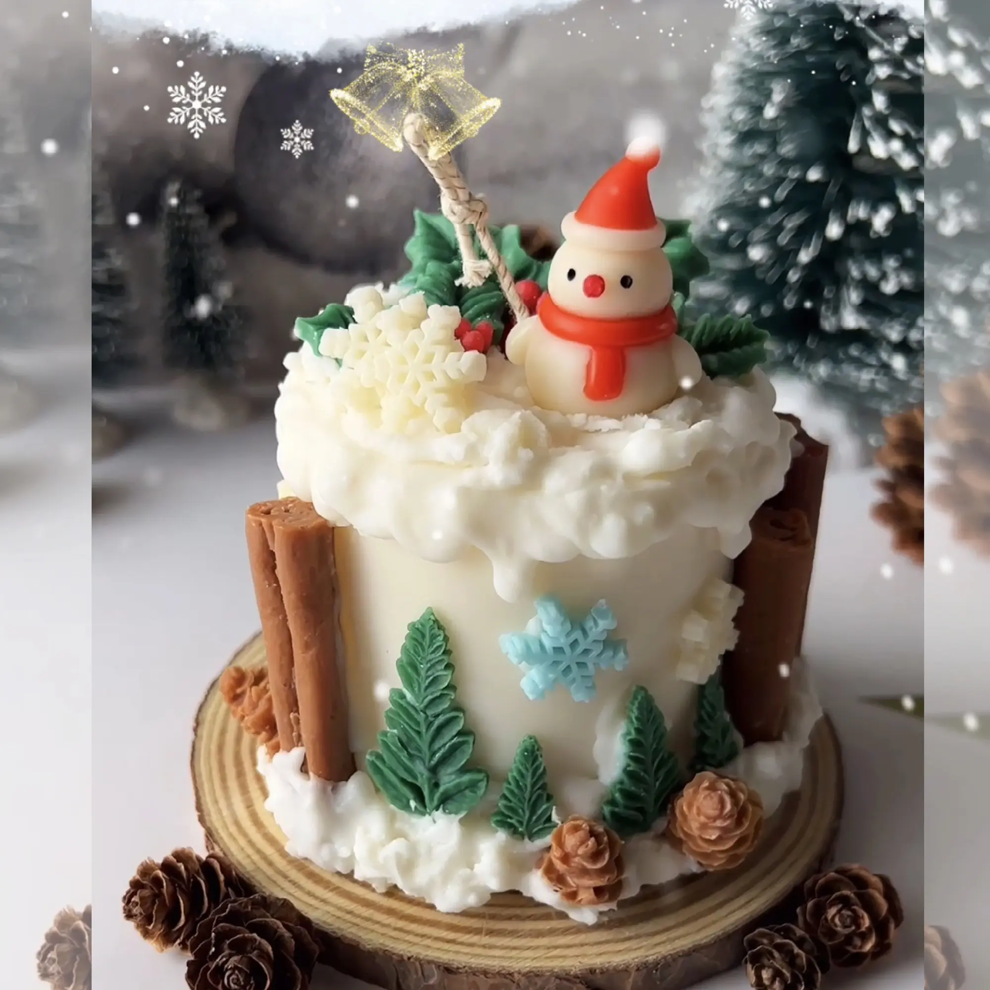 Lumiine Winter Candle White Christmas Candle Christmas Decor Snowman Candle Gift