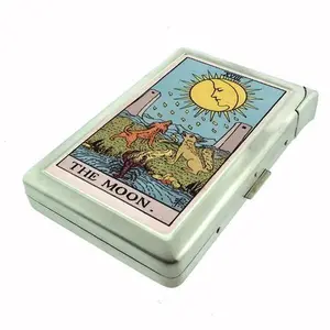 Tarot Card Illustration "The Moon" Metal Case with Built in Lighter