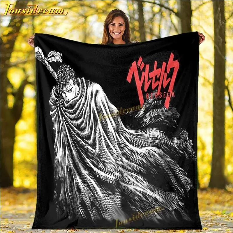 Dark Fantasy Anime Video Games Flannel Sherpa Throw Blanket - Wrinkle-Resistant, Soft Plush Warm, Multi-Size (60*80in Max Size) Flannel Blankets for Couch, Halloween Room Decor Gift