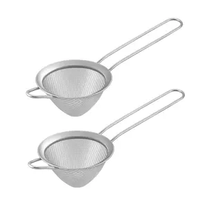 Fine Mesh Strainer, 3.3’’ Stainless Steel Tea Strainer Small Conical Cone Mesh Strainer for Cocktails Coffee Juice Tea, Healthy & Easy Clean, Long Handle & Hanging Loop, (Set of 2, Silver) Filter Kitchen
