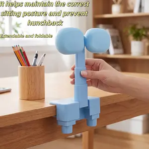 Ergonomic Posture Corrector, Foldable Height Adjustable Student Desk Aid, Prevents Hunchback, Portable Learning Chair Support (blue)