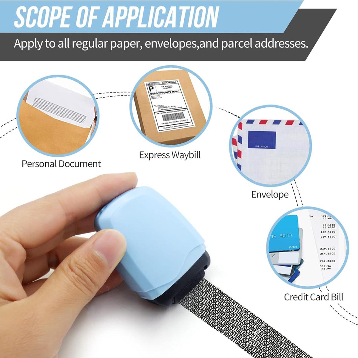 Identity Protection Roller Stamps, Identity Theft Protection Roller Stamp for ID Blockout, Identity Theft Protection Stamps, Privacy Confidentiality and Address Blocker