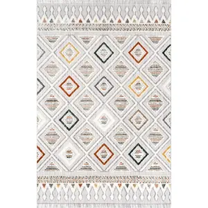 Colleen Mixed Diamond Fringe Area Rug