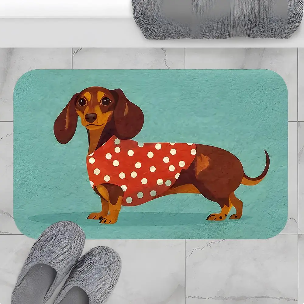 Dachshund Dog Pattern Bath Mat, Non-slip Soft Absorbent Bath Rug, Bathroom Mat, Bathroom Decorative Mat, Floor Mat for Home Bathroom, Home Decor, Bathroom Drying Doormat, Bath Rugs for Bathroom, Nonslip Bathroom Rugs