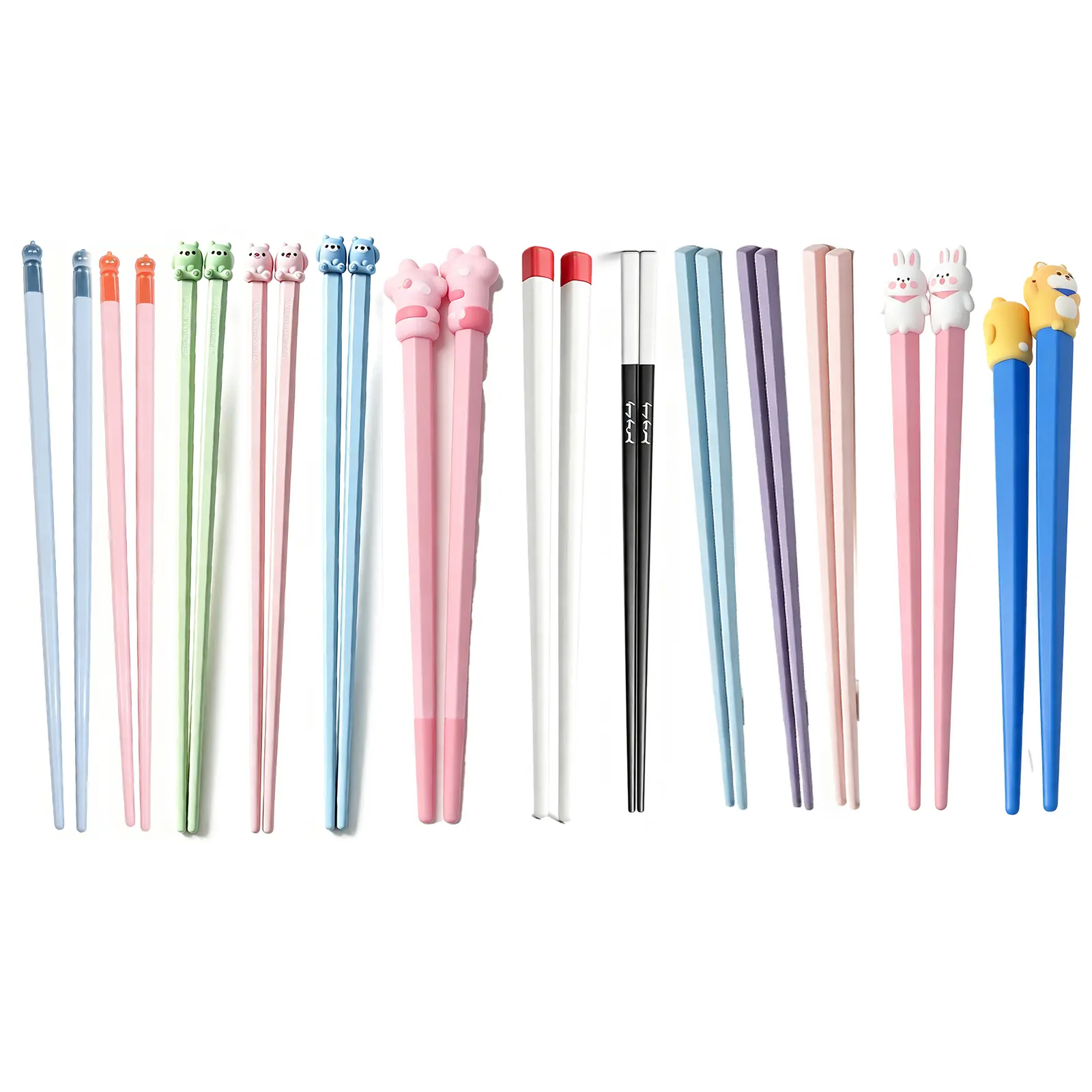 13 Pairs Cute Cartoon Reusable Chopsticks Set, Matte Non‑Slip Dishwasher‑Safe Chop Sticks, Kawaii Animal Decor Top Chopsticks, Reusable Table Utensils for Sushi Ramen Asian Food, Home Kitchen Daily Use Ideal Gift for Girls Women