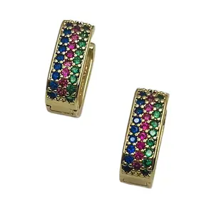 Earrings Tricolor Hoops Gold Filled Jewelry Arretes Pantallas de oro