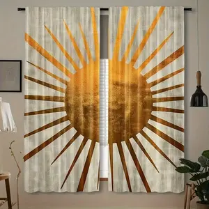 Sun Print Curtains Set, Two Panel Set, Fashionable Rod Pocket Window Drapes for Bedroom & Living Room, Comfortable Atmosphere, Easy Installation