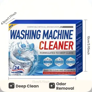 Washing Machine Cleaner Tablets 24pcs - Deep Clean Deodorize & Freshen for HE & Top-Loading Washers Removes Stains Odors Compatible with All Dishwashers House Essentials Laundry Christmas Gifts