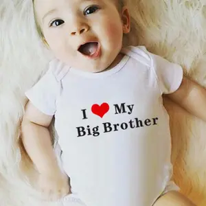 Cute Baby Bodysuit Funny I Love My Big Brother Printed Newborn Clothes 100% Cotton Soft Ventilated for Baby Girl Boy 0-24M Infant Romper