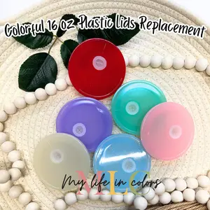 Colorful Plastic Lids For Beer Glass can Tumblers, Clear Glass cup Tumbler Lids, Frosted glass. plastic lids replacement lid 16oz 20oz 12oz Bamboo Drinkware