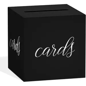 Black  Card Box with  Foil Design, Suitable for parties, Receiving Box for Birthdays Party, Wedding Receptions, Bridal &  Showers, Graduations, Retirements, Anniversaries