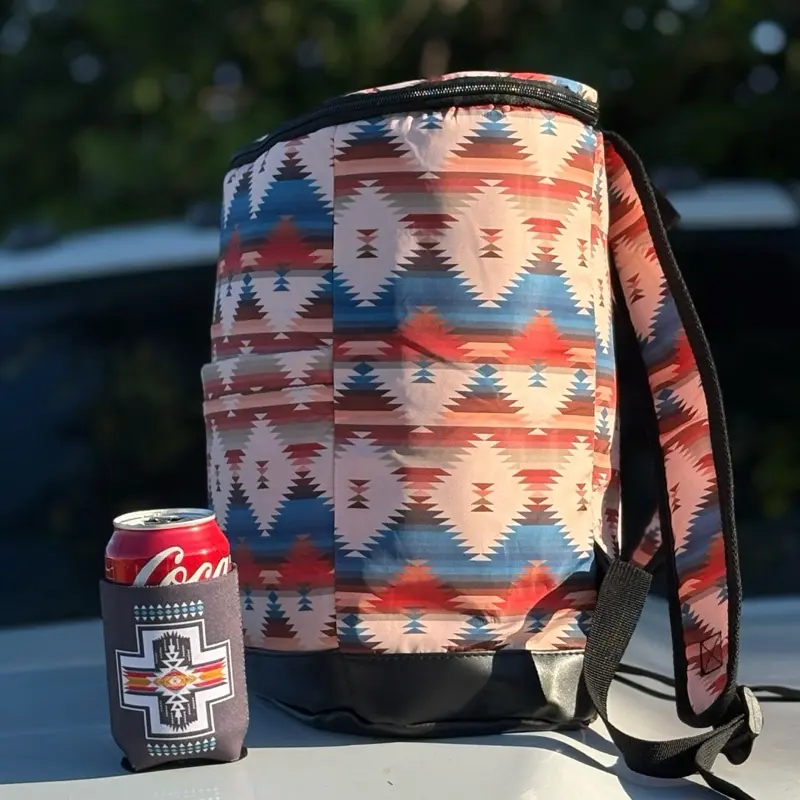 Aztec Cooler Backpack - Colorful Design with Durable Material, Ideal for Travel and Outdoor Use