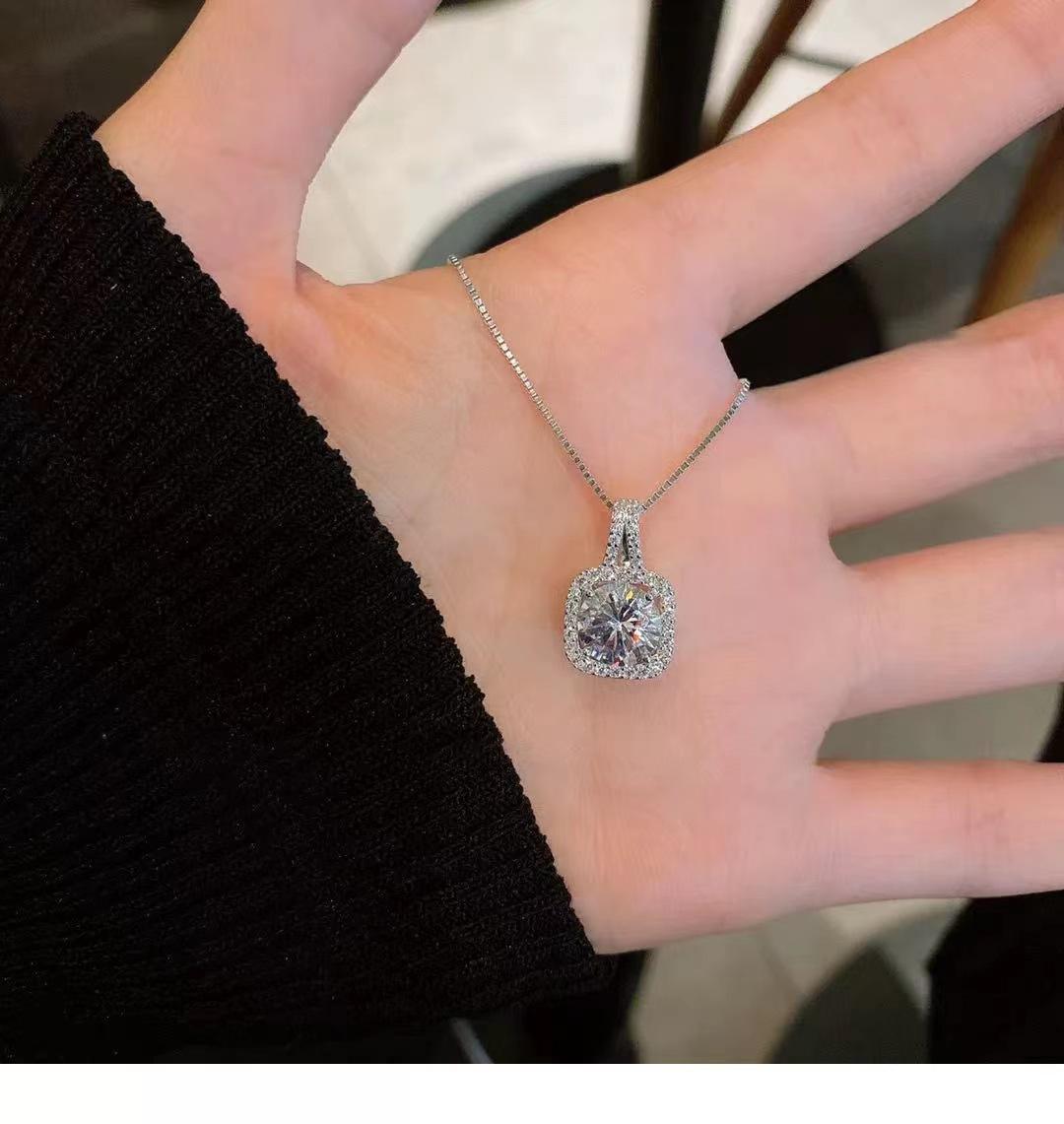 1CT Moissanite Cushion Halo Necklace S925 w/GRA Certificate 1CT Moissanite Cushion Halo Necklace S925 w/GRA Certificate