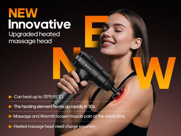 Handheld Percussion Massage Gun with Cold & Heat Modes, Muscle Massager Device, Adjustable Speed, Quiet Brushless Motor, Portable Rechargeable for Workout, Gym, Office Relaxation
