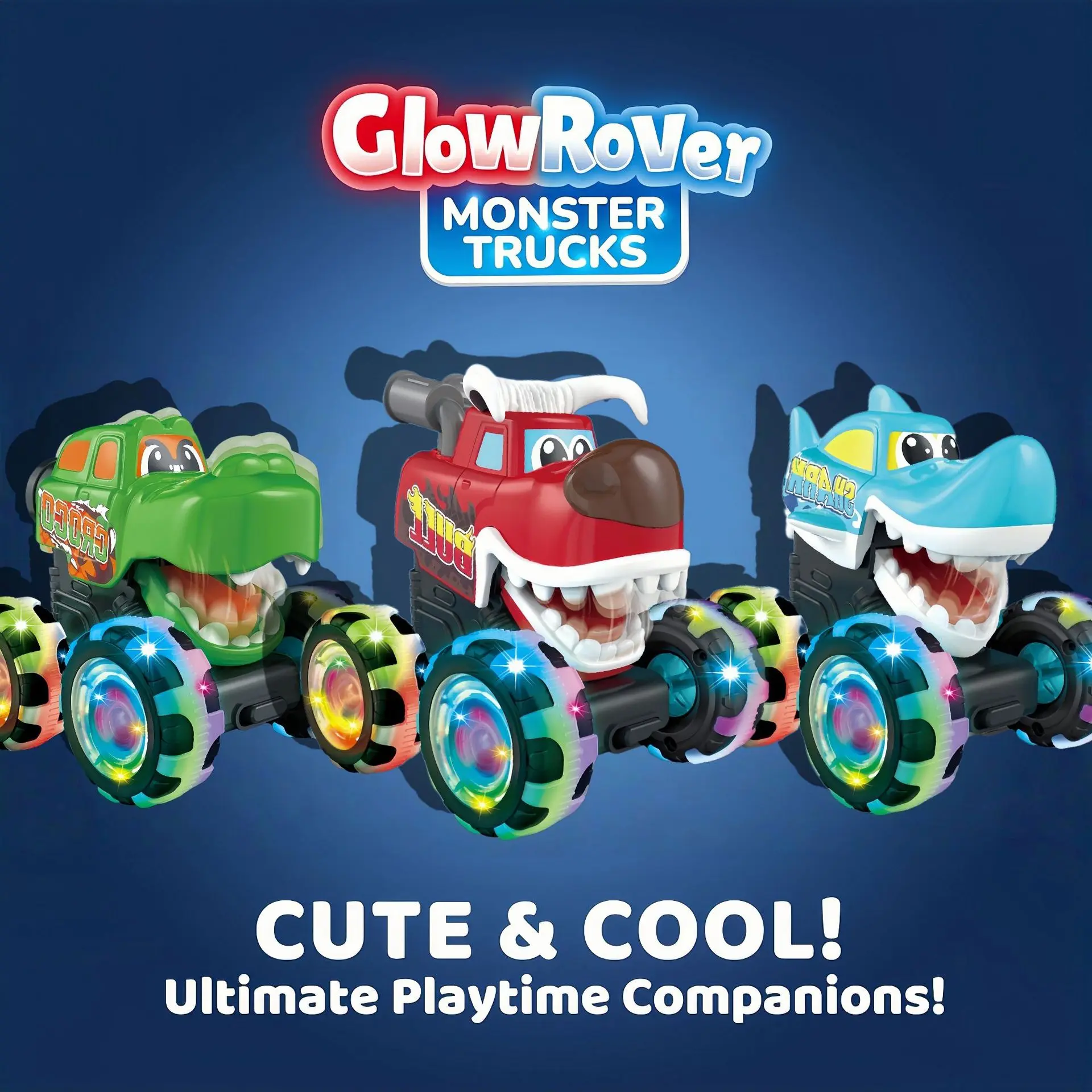 [ Hot selling 3000 pieces ] Pressing luminous toy car monster big foot car inertia sliding wheel light children's gift Happy New Year