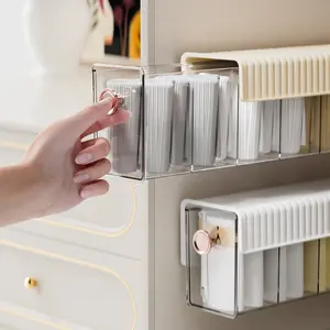 14.5" x 3.3" x 4.2" Clear Acrylic Wall-Mounted Drawer Organizer with Pull-Out Drawer, Extra Large 6-Compartment Closet Storage for Socks, Underwear & Lingerie, Heavy-Duty Thickened Acrylic, No-Drill Self-Adhesive