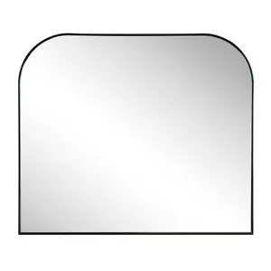 Aveline 38 in. W x 32 in. H Large Top Arched Rectangular Metal Framed Wall Mounted Mirror