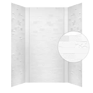 From Plain To Beautiful In Hours Versa Tile 60 in. W x 96 in. H x 42 in. D Three piece Glue-Up PVC Tub Surrounds Wall Panels