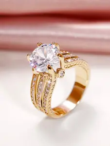 Luxury Round Cut Cubic Zirconia Engagement Ring for Women – Silver Tone Multi-Band Wedding Ring, Valentine’s & Mother’s Day Gift