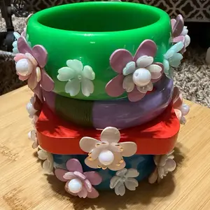 Upcycled deadstock chunky bangles of 3