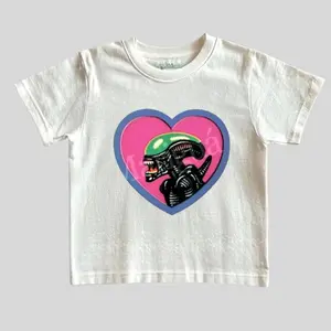Vintage Alien Graphic Baby Tee, Retro Xenomorph Tshirt, 90s Y2k Sci-Fi Tee
