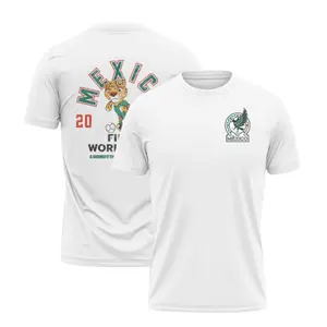 Mexico Jaguar T-Shirt, Unisex White Soccer Tee - Mexico Jaguar Mascot Print Shirt