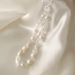 Pearl Crystal Beaded Custom Phone strap, Kpop keychain, y2k fashion, Wedding gift