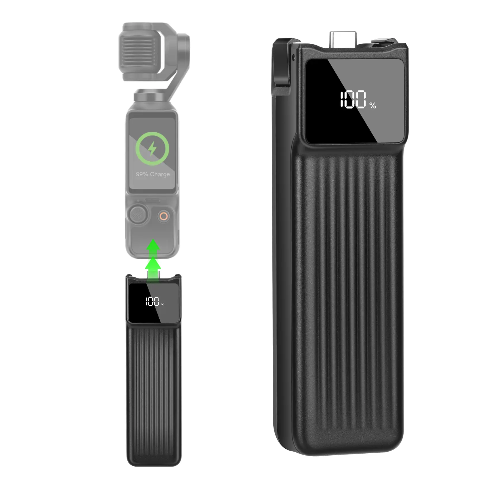 【DealsForYouDays】Fast Charging Battery Handle Compatible with DJI Osmo Pocket 3, 5000mAh Battery Grip with 1/4" Thread Camera Clip vlogging camera battery