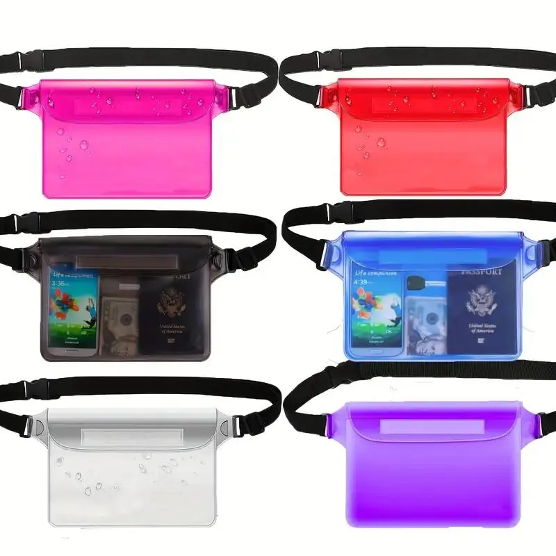 Waterproof Phone Pouch, Screen Touch Sensitive Waterproof Dry Bag with Adjustable Waist Strap, Swimming Phone Case for Swimming Kayaking Boating Fishing Beach Diving Surfing, Swimming Accessories