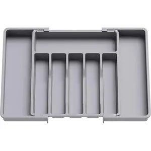 8 Grids Adjustable Kitchen Storage Organizer Tray – Plastic Multifunctional Drawer Organizer for Kitchen Counter Utensils NONE