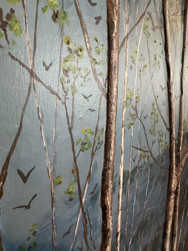 "INTO THE WOODS" Large Acrylic, Oil and Relief Work wall hanging-painting by artist Vanessa Riggs