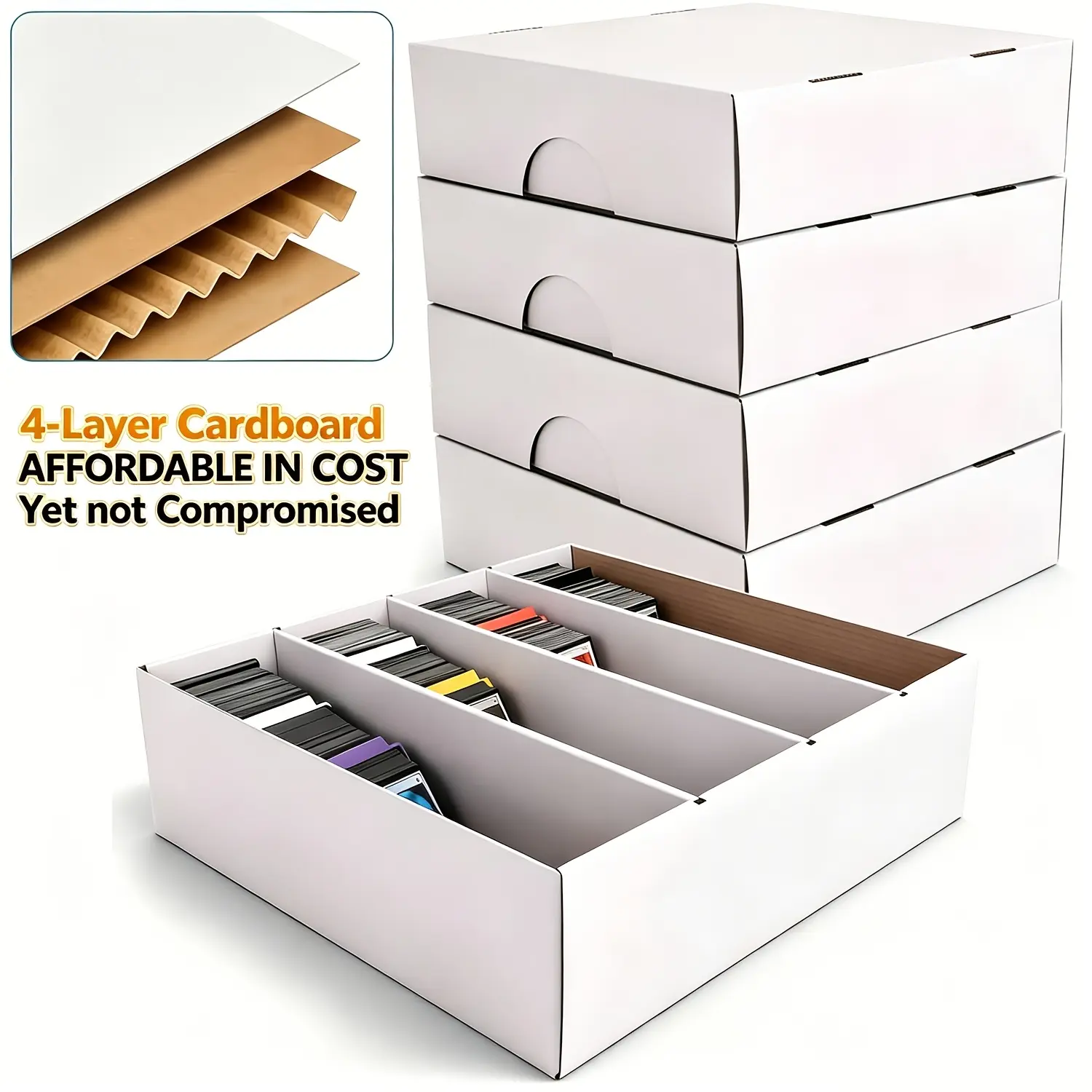 8/6/4/2pack Sports Card Storage Boxes 3200 Count, Cardboard Trading Card, Large Capacity Card Cases for Baseball Cards, Sports Cards, for TCG, MTG & All Trading Card Games