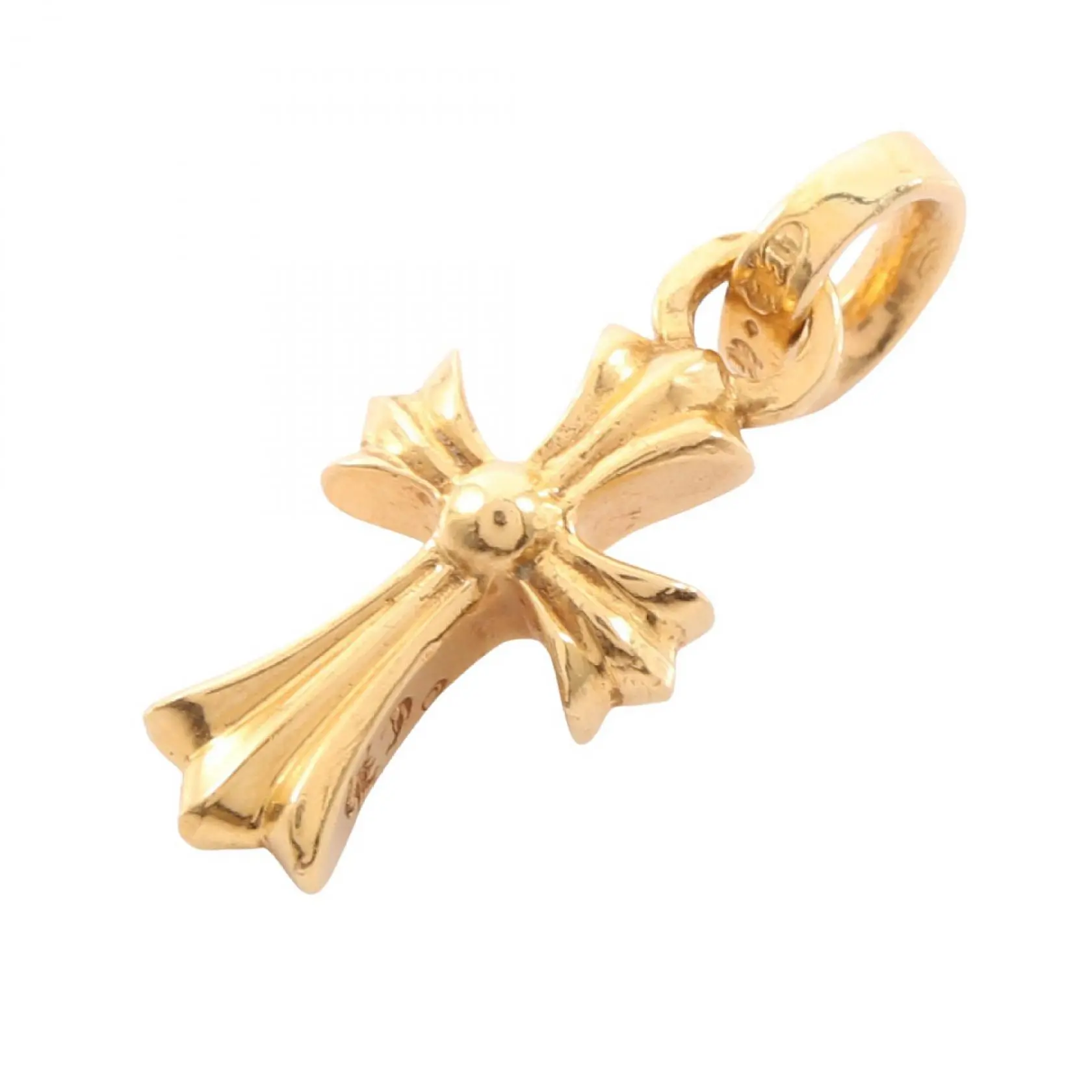 Pre-owned Chrome Hearts 22K Yellow Gold (Au916) Small Leather Goods CH Cross Baby Fat 22K Pendant