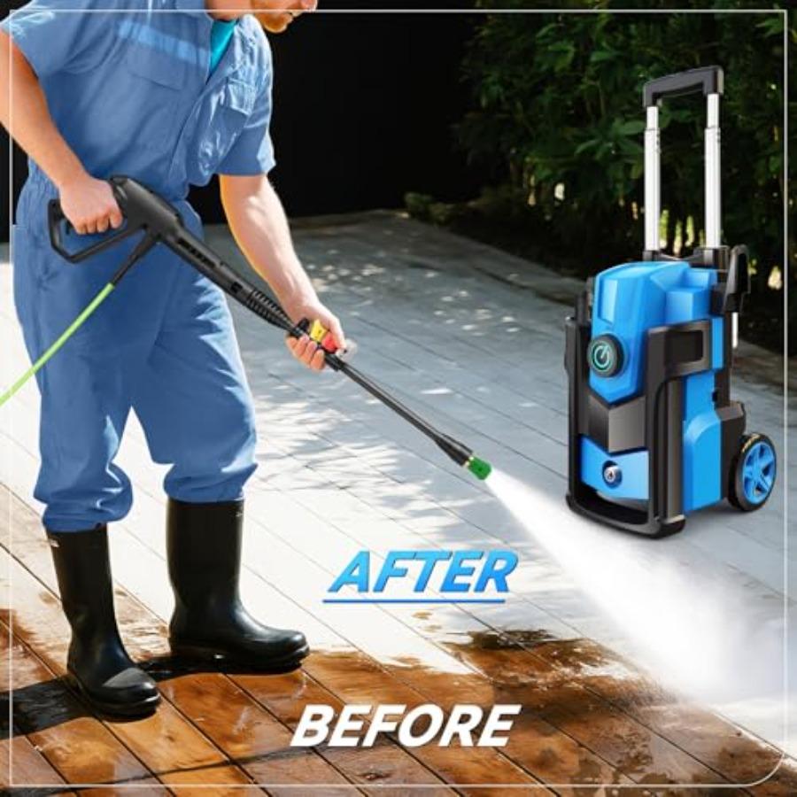 Electric Pressure Washer 5000 PSI 4.0 GPM Heavy Duty Power Washer with 4 Nozzles Foam Cannon 33FT Hose Reel and 500ml Soap Bott