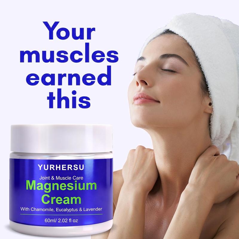 Nighttime Calming Magnesium Cream, Lavender & Grape Seed Oil, Deep Moisturizing Body Balm, Daily Massage & Hydration Care
