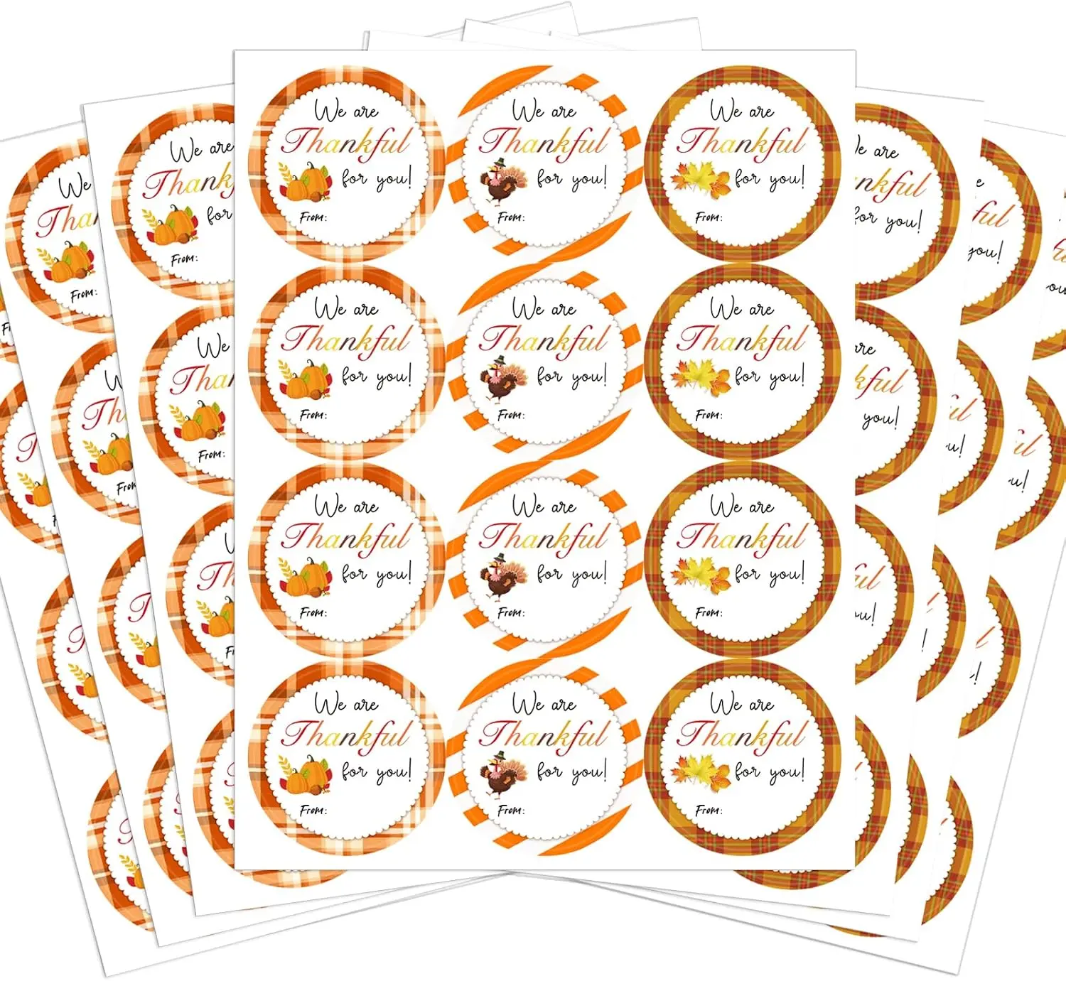 60Pc Happy Thanksgiving Stickers We are Thankful for You Stickers | 2 Inch Self Adhesive Thanksgiving Sticker Pumpkin Leaf Turkey Give Thanks Cake Label for Card Envelope Fall Party Supplies