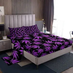 Feelyou Microfiber Bed Sheets Set - Trippy Aesthetic Leaf Botanical Bedding with Deep-Pocket Fitted Sheet, Soft Breathable Linens for Teens, Soft Breathable Sheet