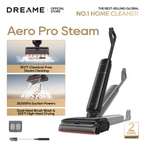 DREAME Aero Pro Steam Wet Dry Vacuum Mop, 392℉ Steam Cleaning, 28kPa Suction, 3.88in Ultra-Slim Vacuum Mop Combo, 0 Hair Tangle for Pet Owner, Heated Brush Wash, Hot Air Drying, Up to 70min Runtime