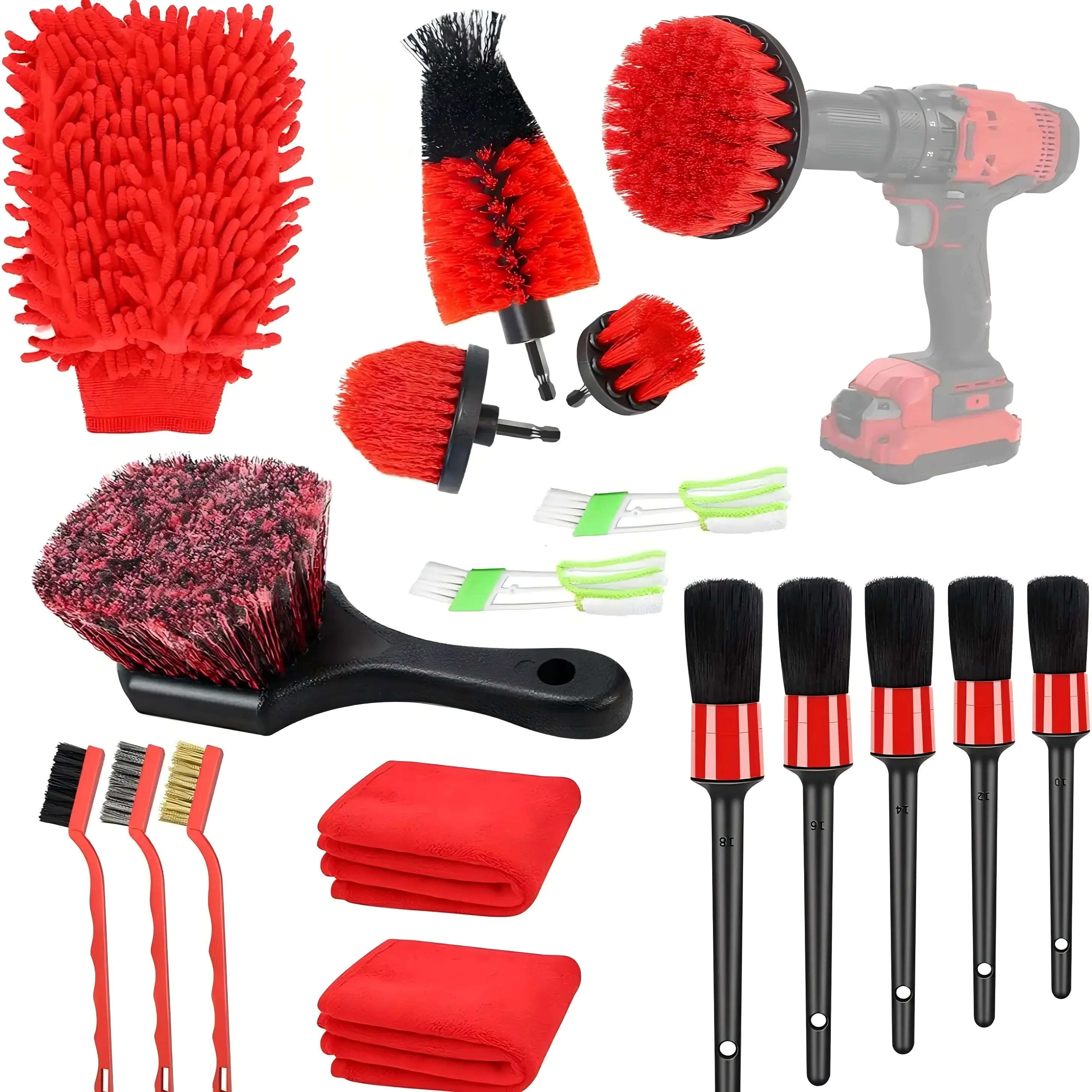 Professional Car Detailing Kit, Multifunctional Car Cleaning Kit with a Variety of High Quality Soft-bristle Detailing Brush Set for Cleaning All Car Parts, Interior, Exterior, Wheels and Dashboard