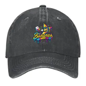 Banana baseball graphic Hat Baseball Cap  Savannah School Mascot Metal Adjustable Clasp Wide Brim Sun Protection Ideal for Outdoor Activities All Seasons