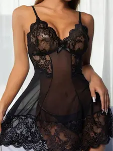 Women's Lace Camisole Top & Shorts 2-Piece Set, Sexy Sheer Camisole, Jumpsuit, Sexy, Alluring Mini Skirt, Sexy Jumpsuit Lingerie