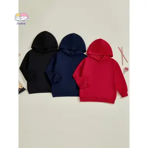 Little Toddler Kid Fall Hoodies Stylish Loose Fit Solid Color Long Sleeve Pullover for Boys and Girls