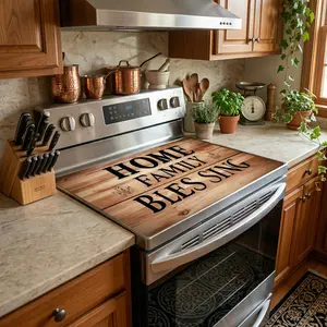 1 pc Flat Wooden Decorative Rubber Pad for Stove Protection, Featuring an Anti-Slip And Heat-Resistant Synthetic Cover Suitable for Electric Glass Stoves. It Is Scratch-Resistant And Serves Multiple Purposes, Including Use As a Flat Top Oven Cover,