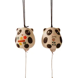 Handmade Panda Ceramic Wind Chime Cute Hanging Decor with Adorable Panda Design for Living Rooms Bedrooms and Patios